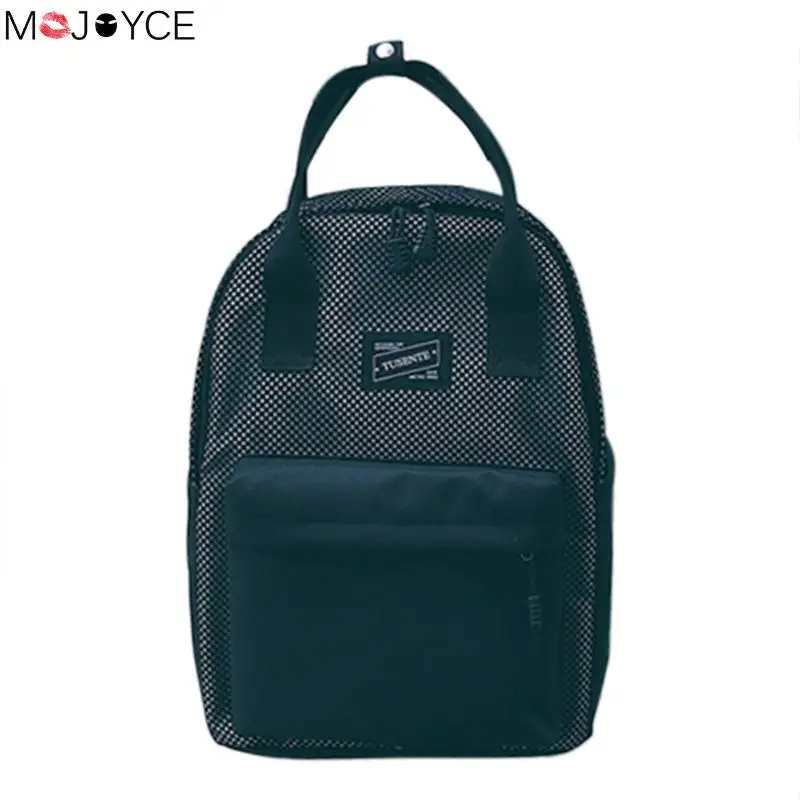 

MOJOYCE Casual Mesh Backpack Harajuku Student School Bags Breathable Bagpack Black White Lightweight Travel Rucksack Beach Bag