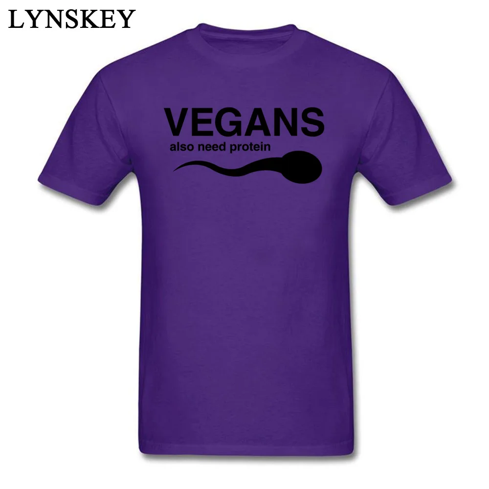 Design T Shirts Company Round Neck Vegans Also Need Protein 100% Cotton Adult Tops Shirt Design Short Sleeve Tee-Shirts Vegans Also Need Protein purple