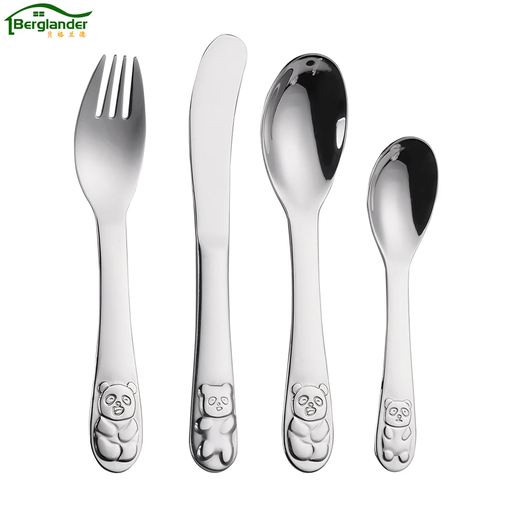 

BERGLANDER Children Tableware Cutlery Set Dinnerware Set Panda Quality Kids Dinner Knives Forks Food Stainless Steel Dining Set