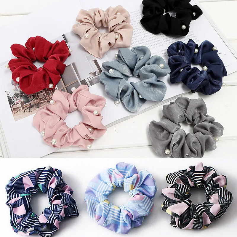 

Fashion elastic leopard hair rope Dot Scrunchies print hair tie ponytail holder stripe band hair accessories girl women headwear