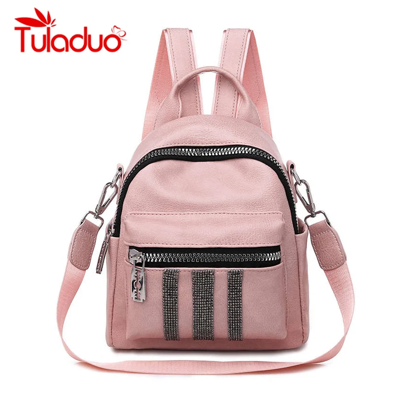 

2019 Luxury Artificial Leather Backpack Vintage Split Leather Women Backpacks Ladies Shoulder Bag School Bags for Teenage Girl