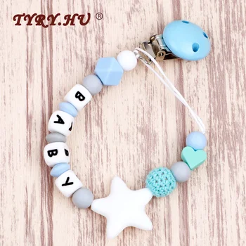 

TYRY.HU Baby Silicone Beads Customized Name Pacifier Chain BPAFree Teething personalized Teether Pacifier Clip Personalised Name