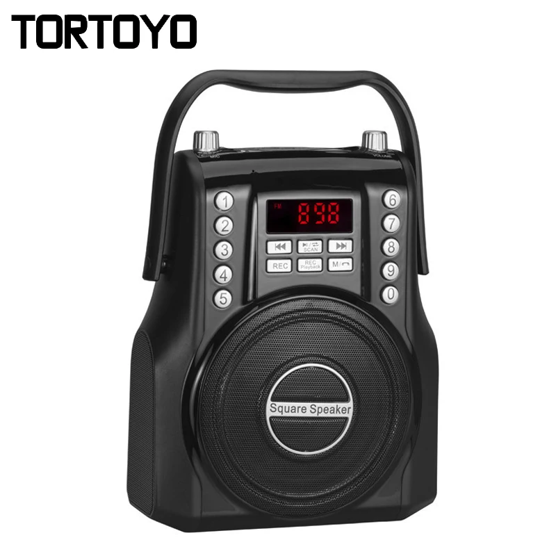 

15W Square Wireless Bluetooth Speaker FM Radio Receiver Digital 3D Subwoofer Portable Music MP3 Player Micro SD/TF Card USB Slot