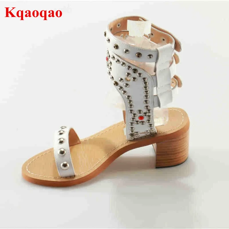 

MIQUINHA Brand Women Gladiator Rivets Embellished Summer Lady Sandal Open Toe Slingback Beach Shoes Runway Super Star Stage Shoe