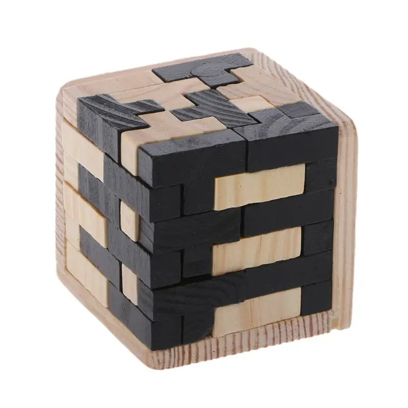 3D Wooden Tetris Shape Puzzle Toy Brain Teaser Geometric T Shape Matching Jigsaw Kids Early Educational for both children adult