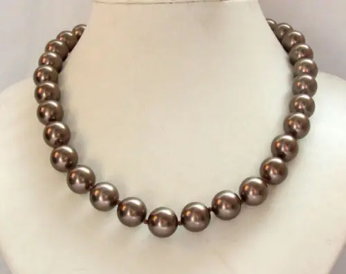 

Hot sale new Style >>>>>coffee brown round mother of shell pearl bib everyday necklace 12mm