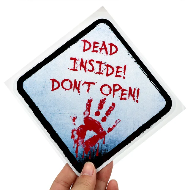 Special Price DEAD INSIDE DONT OPEN Car Sticker Blood Handprint Horror ZOMBIE Reflective Auto Decals Auto Decoration 14*14cm Car-styling 