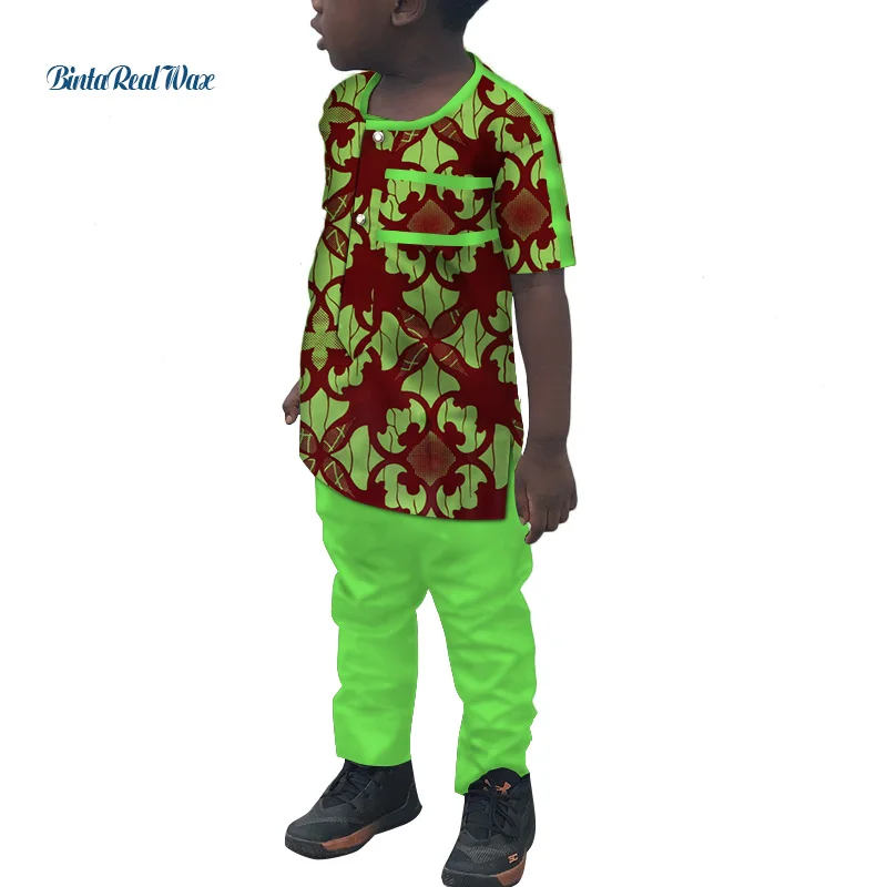 В африканском стиле для мальчиков топы и штаны, комплекты размера плюс, бразильское, богатая в африканском стиле, с рисунком, из кусков, рубашка и штаны, костюмы, детская Костюмы WYT258