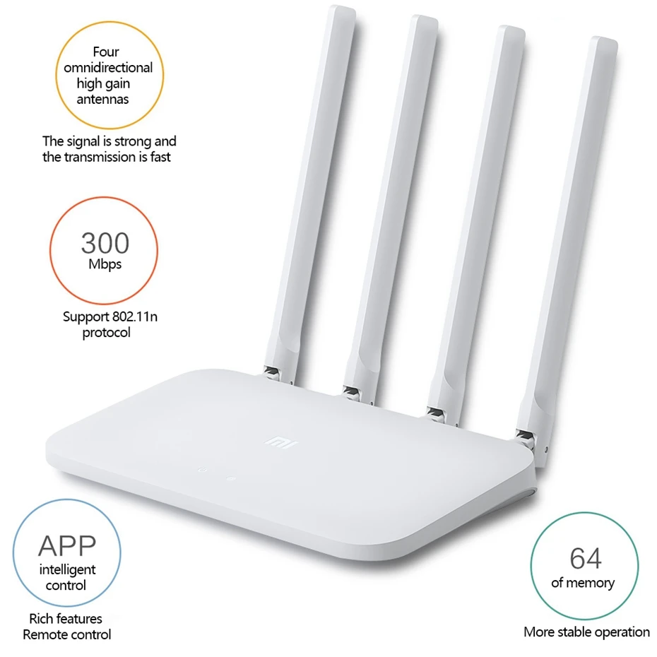 Оригинальный Xiao mi Wi Fi роутер 4C 64 ram 802 11 b/g/n 2 4G 300 Мбит/с 4 антенны приложение
