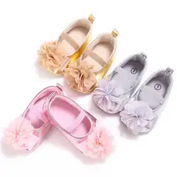 Милые мягкие детские туфли принцессы с цветочным рисунком; нескользящие милые младенцы на мягкой подошве; обувь принцессы для детской