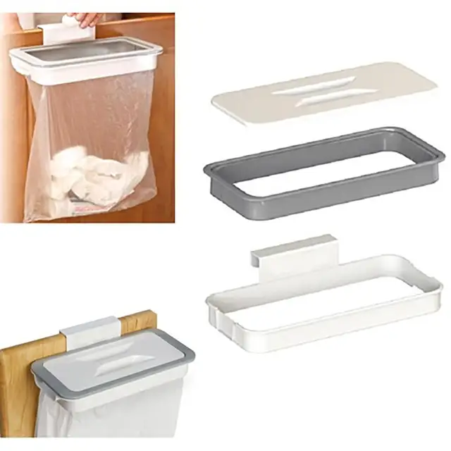 Special Price Useful Kitchen Cabinet Door Basket Hanging Trash Can Waste Bin Garbage Rack Tool