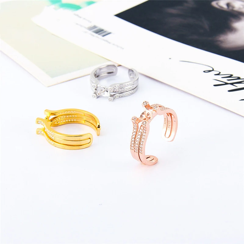 CLUCI кольцо из стерлингового серебра 925 Jewelry Для женщин кольца из серебра 925 пробы Циркон регулируемые Открытые Кольца для Для женщин