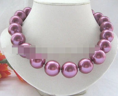 

0690 purple-red perfect round south sea shell pearl necklace