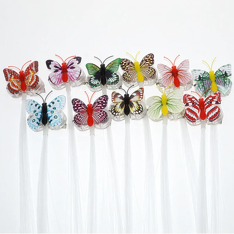 Красочный светильник-бабочка с косами для вечерние светодиодные светящиеся Цветочные заколки для волос светильник Бабочка украшение для бара и вечеринки игрушки
