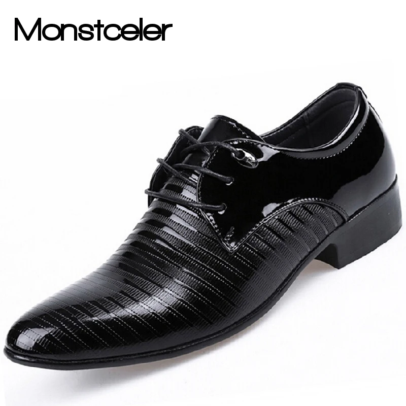 Monstceler 2017 Spring Autumn men dress shoes pointed toe patent ...