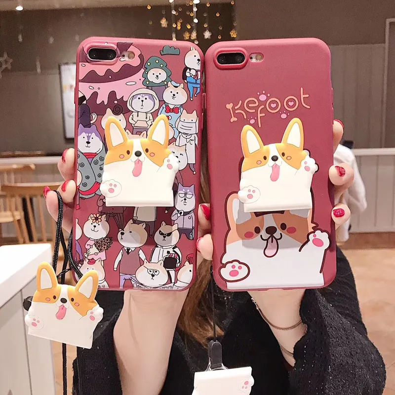 Мультяшная чехол для iPhone 6 6S 7 8 Plus X XS Max XR задняя крышка мягкая с подставкой +
