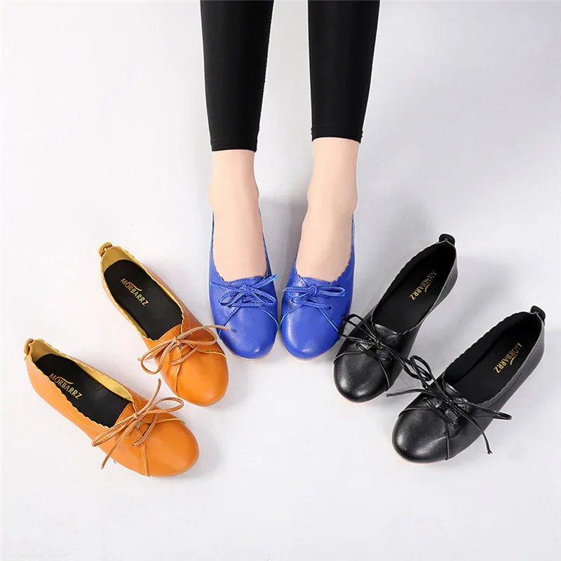 

2018 Brand Shoes Woman Casual Bow Pointed Toe Shoes for Women Ballet Flats Comfortable Slip on Women Beanie Lazy Shoes #40