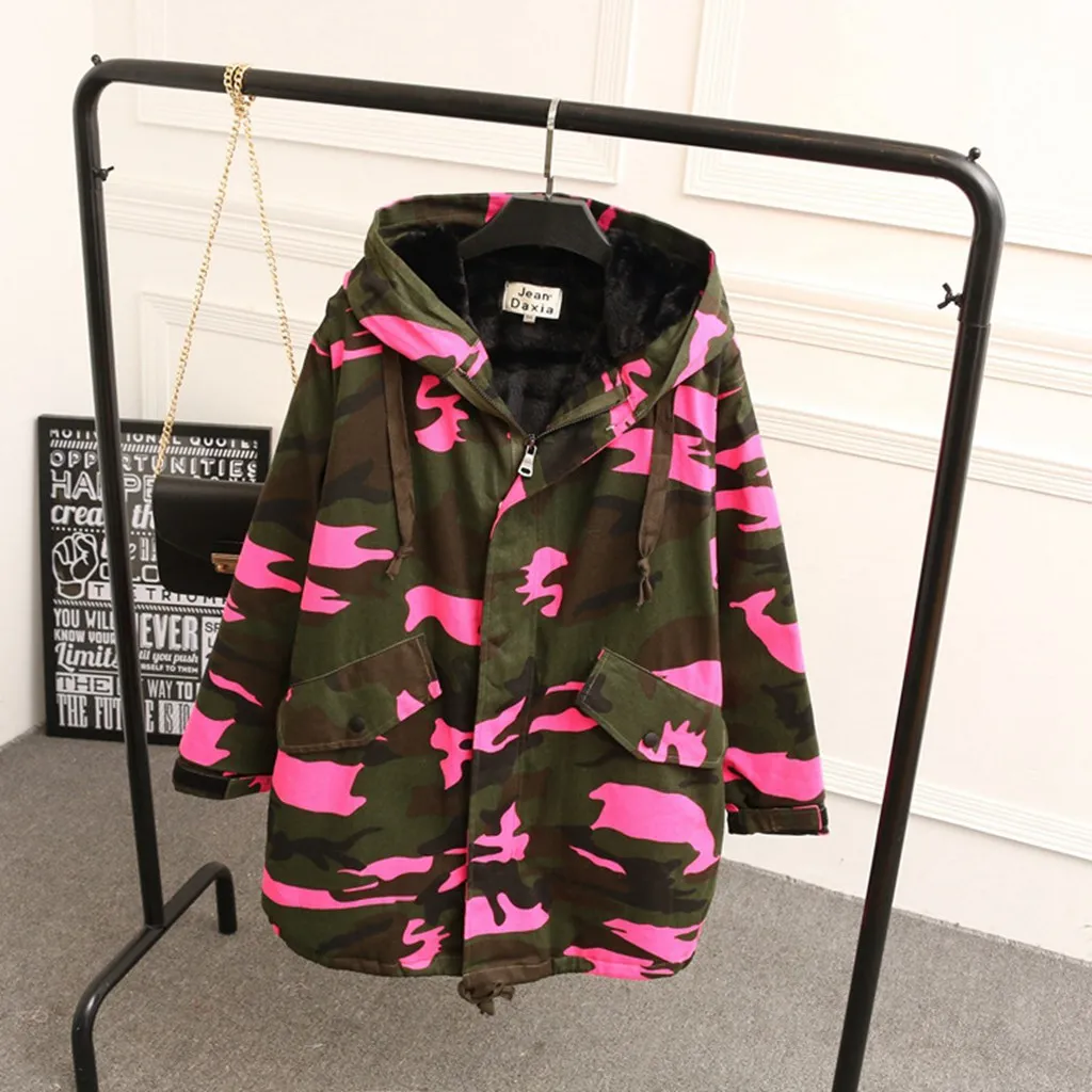 

Camouflage Women Parkas 2017 New Style Plus Size 3XL 4XL Casual Warm Thick Loose Long Parka Coats Outerwear KK2371