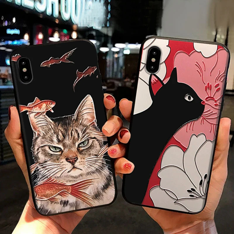 Силиконовый чехол с 3D тиснением для iPhone 6 plus 6s X 7 8 plus|Бамперы| |