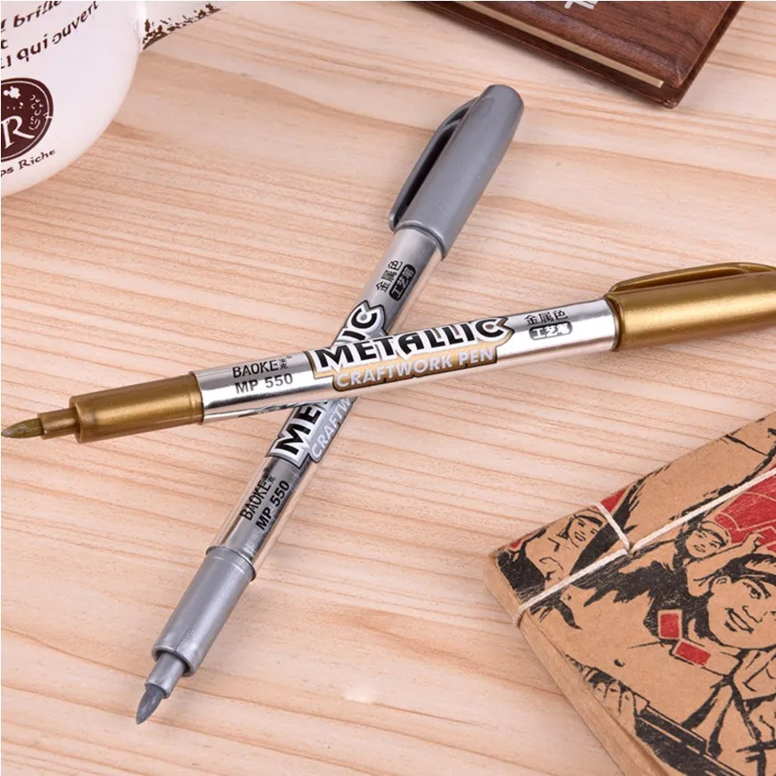 2 шт ручка для рисования металлическая цветная ручка технология 1,5 мм золото и серебро ручка для рисования канцелярские принадлежности для школьников