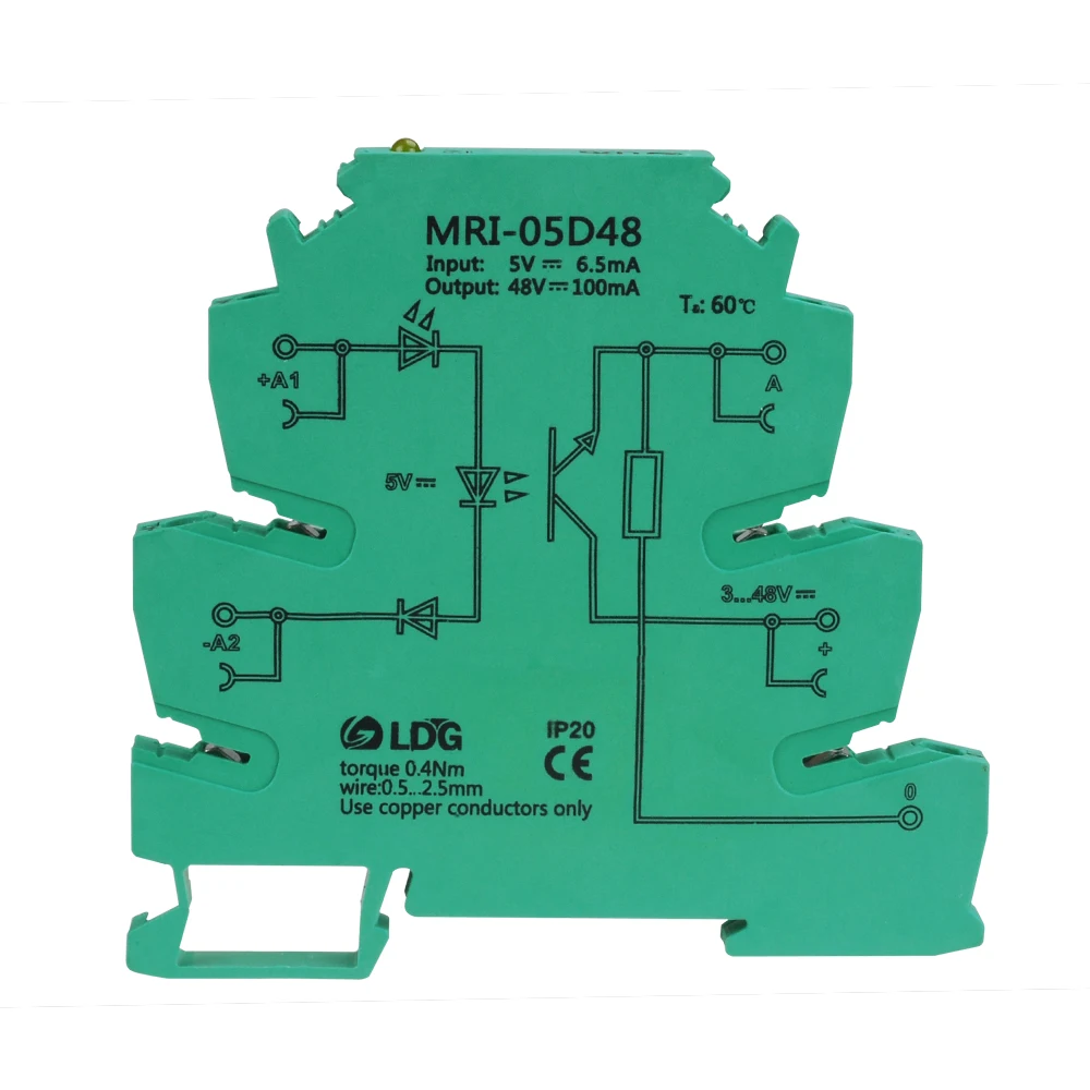 MRI-05D48 DC 5V вход фотоэлектрическая муфта-интерфейсное реле 3,3 V 12V 24V DC PLC оптрон изолирующий din-рейку модульное реле