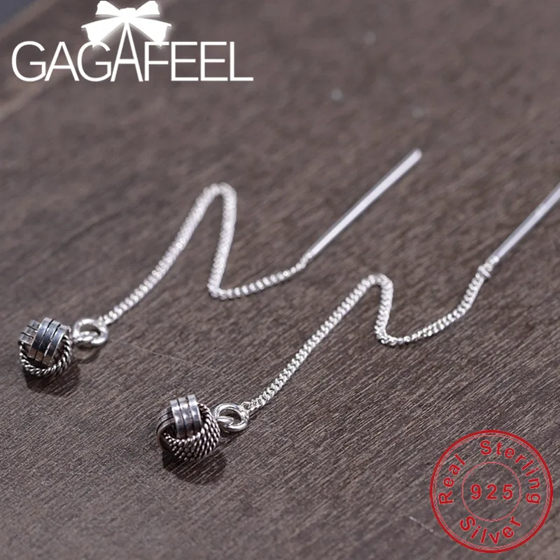 Женские длинные серьги GAGAFEEL из стерлингового серебра 925 пробы в Корейском стиле