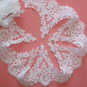

Delicate 9Meters 20.5cm Pure White Fabric Flower Venise Venice Lace Trim Applique Sewing Craft for Wedding Decoration LW0307