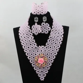 

Latest Elegant Handmade African Beads Jewelry Sets 2016 New Designer Nigerian Wedding Bridal Accessories Free shipping AlJ652