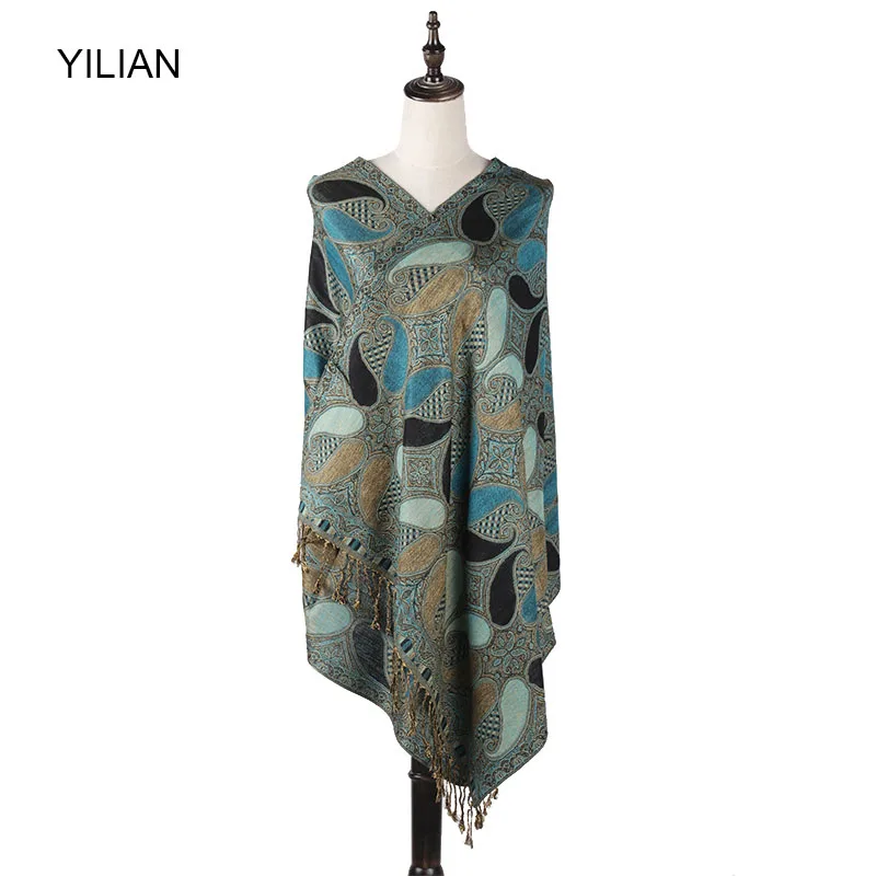 Бренд Yilian классический принт Пейсли креативный Графический Женский шарф многоцветный теплый модный женский платок на голову шаль LL007 - Цвет: 1