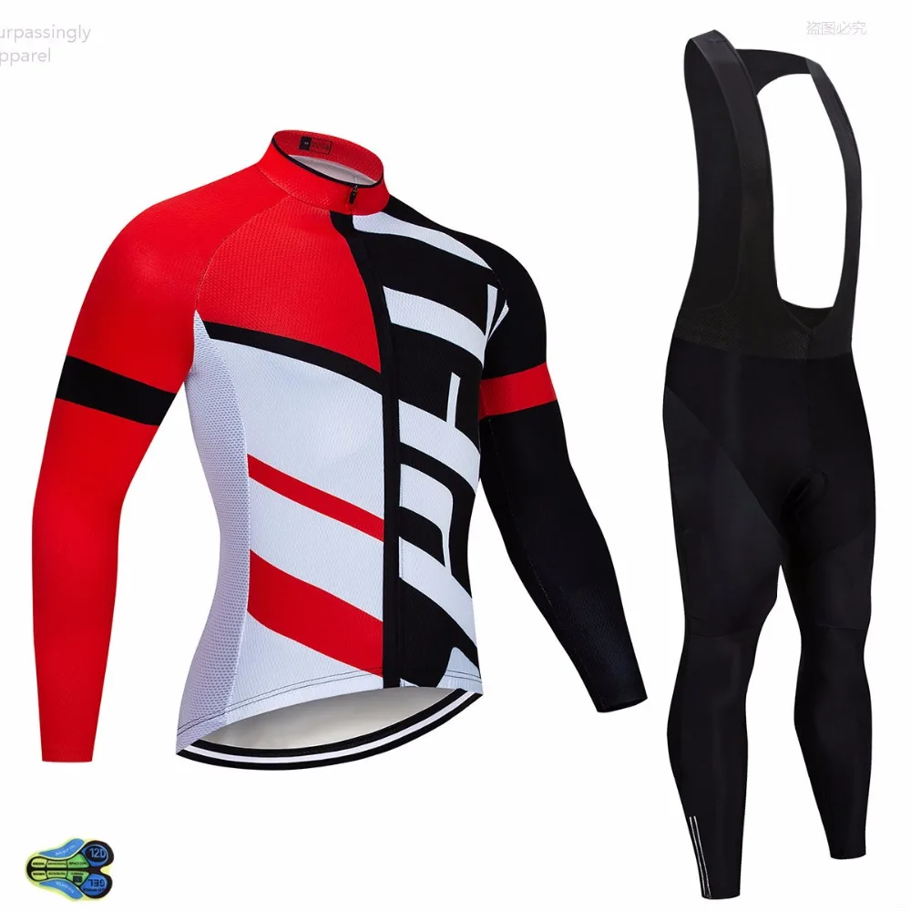 

2019 Pro UCI TEAM Red Cycling Jersey 12D Bike Pants Long Sleeve Ropa Ciclismo Men Windproof Bicycling Maillot Culotte Wear