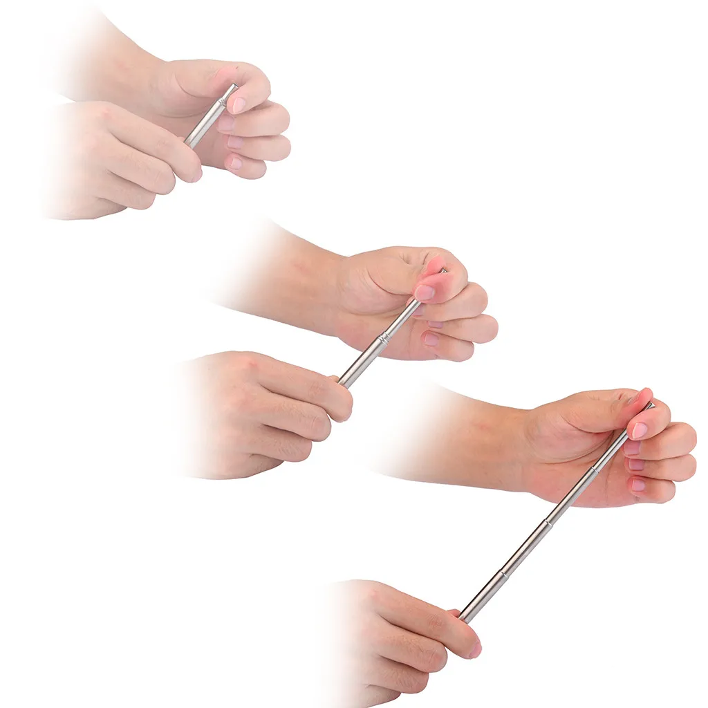 Pajitas reutilizables de paja para beber telescópicas plegables con cepillo limpiador de paja de Metal de acero inoxidable respetuosa con el medio ambiente para tazas 1D1
