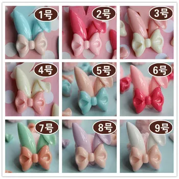 

36pcs/bag 8color optional Rabbit ears bowknot Flower Resin Scrapbook Embellishment DIY Phone Decoration 31*41mm 004004066