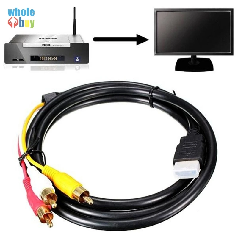 1,5 M 1080P HDMI к 3 RCA кабель HDMI К AV Мужской адаптер Аудио Видео кабель для DVD HDTV STB hdmi к 3RCA кабель 50 шт./лот