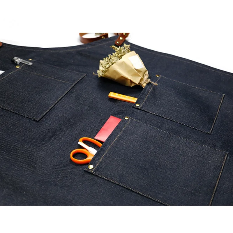 Denim Apron Leather Strap K54B-9