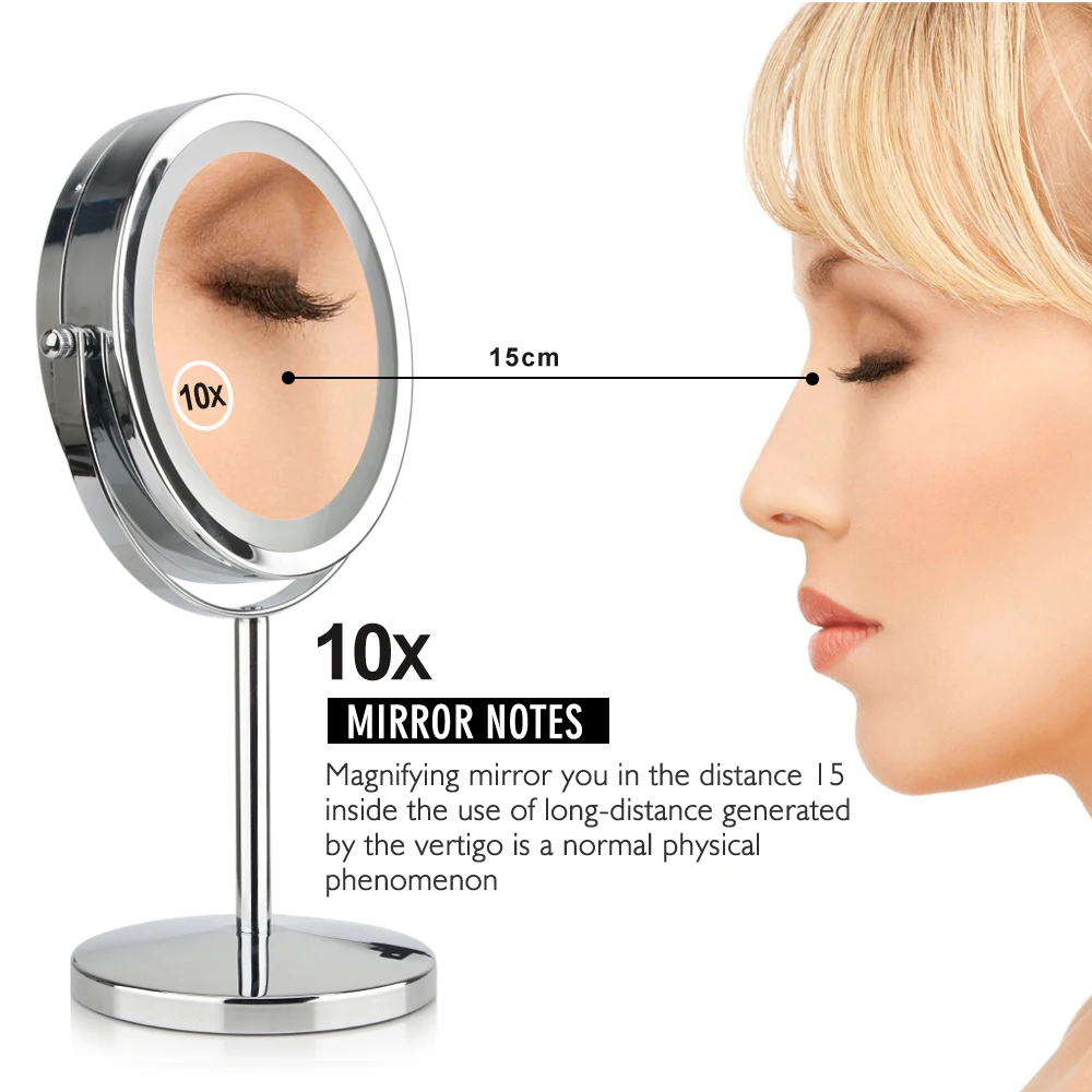 Günstig Professionelle 17 LEDs Licht Eitelkeit Spiegel 10X Vergrößerungs Einstellbare Make Up Spiegel 7 Zoll Kosmetik Spiegel Doppelseitig Bad Spiegel