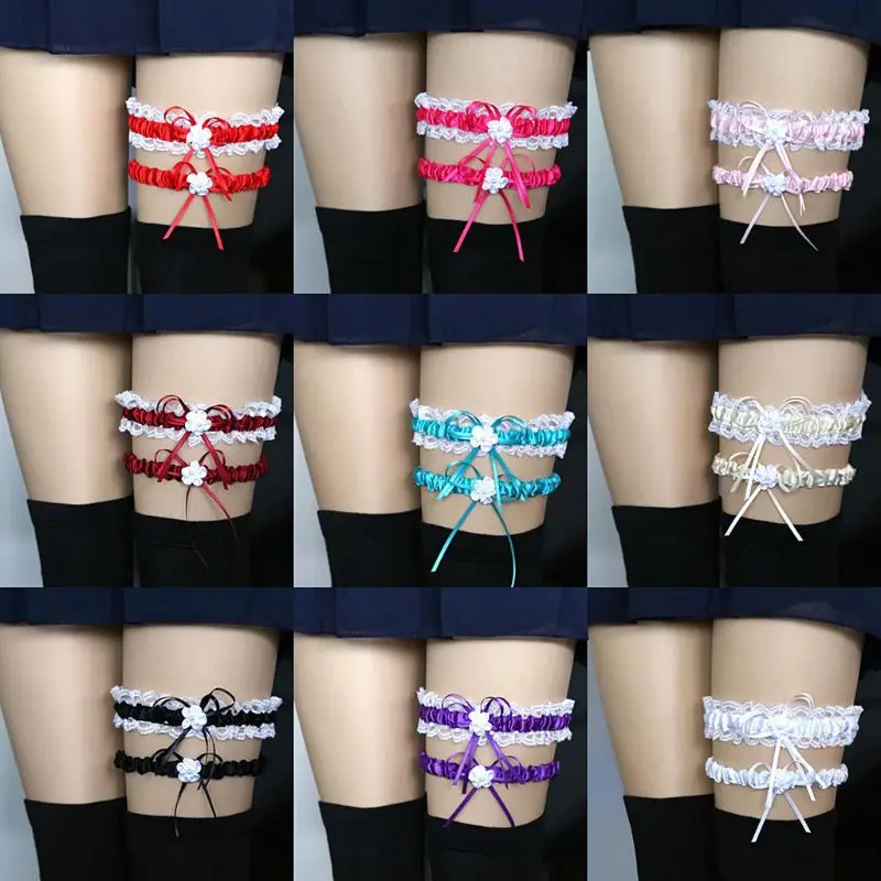 

OOTDTY 2Pcs/Set Bowknot Lace Garter Sexy Wedding Bridal Leg Garter Cosplay Decor Butterfly Lace Garter