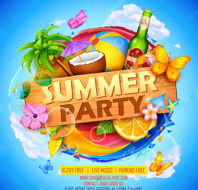 Illustration Of Summer Party Poster Design background