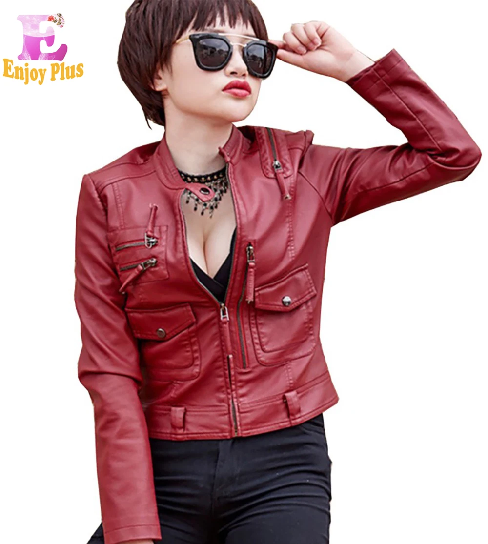 Размеры S M L XL XXL Грудь 87-103 см искусственная кожа Новая осень 2017 PU черный красный