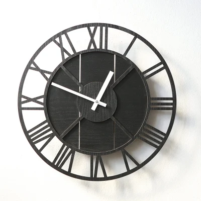 Сосны, МДФ старинные молчание часы круглые декоративные деревянные настенные часы гостиная, спальня настенный Декор - Цвет: 2