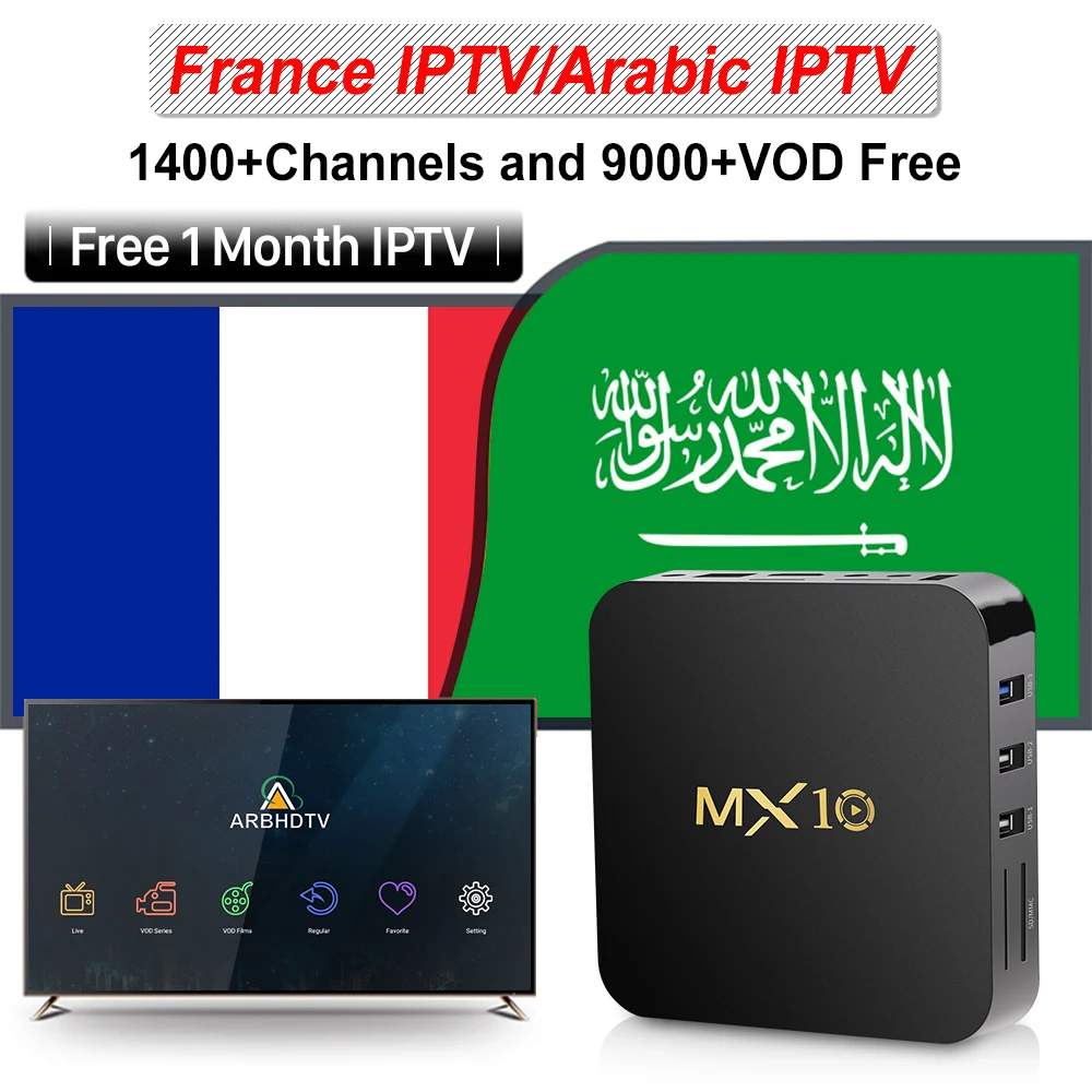 

IPTV France FULL HD French IPTV MX10 RK3328 Quad Core Android TV Box Free 1 Month IPTV Arabic Belgium Morocco IP TV Turkey IP TV