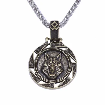 

Norse Vikings Wolf Pendant Necklace Nordic Amulet Wolf Head Hange Bear Slavic Original Animal Jewelry Christmas Gift Men Women