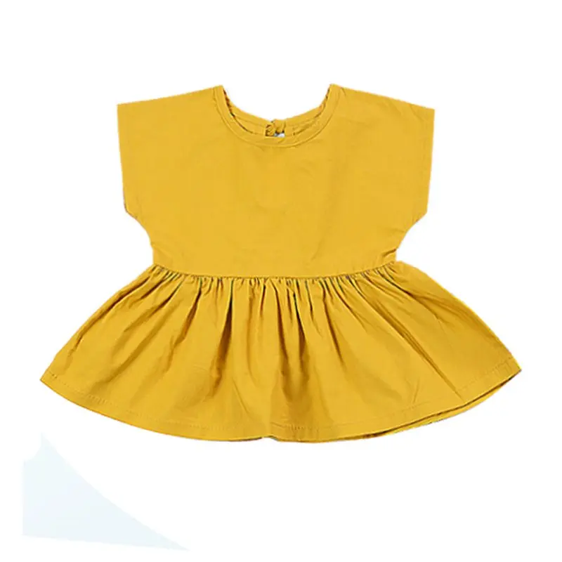 

Yellow Color Infant Toddler Baby Girls Summer Princess Pageant Mini Dress Newborn Kids Clothes 0-24M