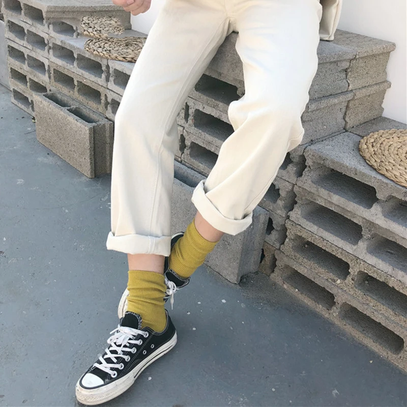  Pants Women 2019 Solid Simple All-match Straight Pockets Leisure Pant Womens High Waist Harajuku Ko