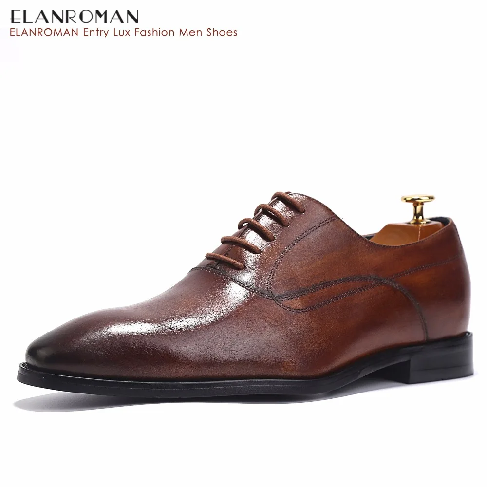 ELANROMAN Luxury Italian Handmade Men Shoes Men Full Grain Business