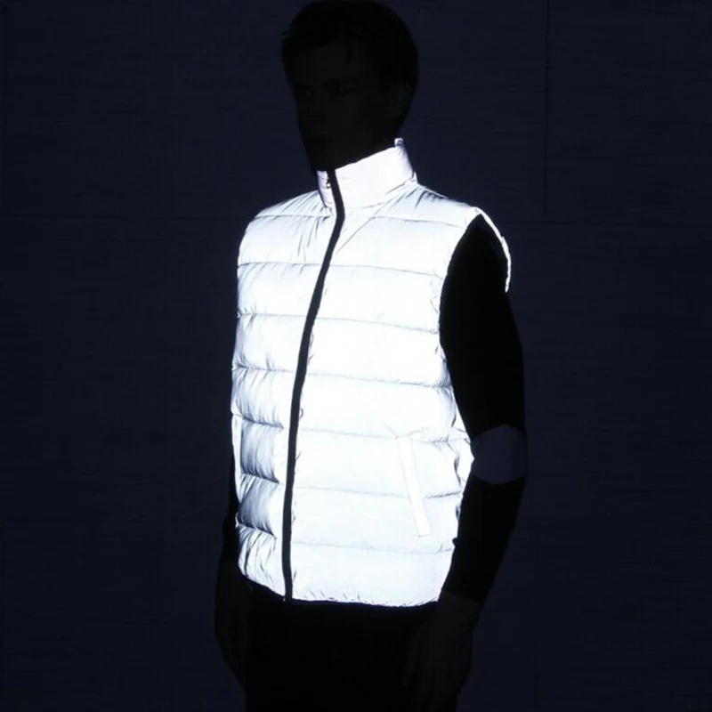 Gilet réfléchissant homme d'automne-hiver - Veste sans manches matelassée réfléchissante pour pêche nocturne