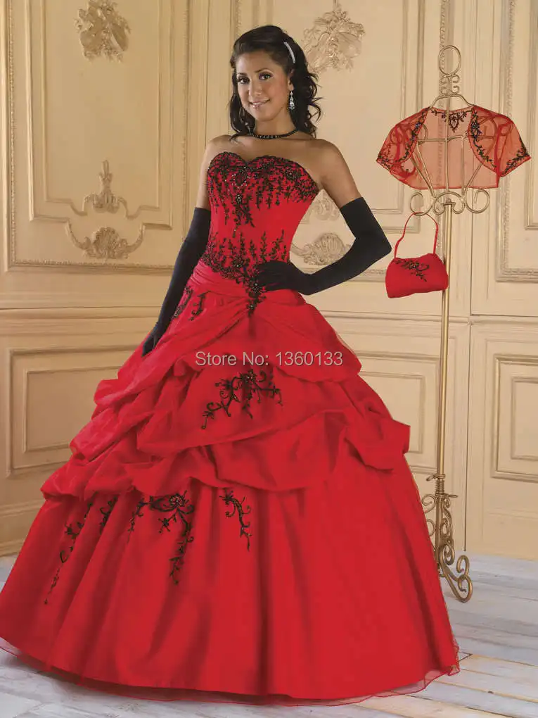 red black ball gown