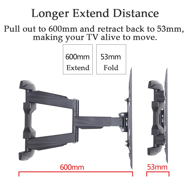 22-55 дюймов 3 руки выдвижной полный движения ЖК ТВ настенный кронштейн 600 мм 780 мм ультра тонкий с кабельной крышкой Макс VESA 400x400 мм