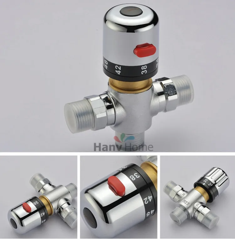 3 Way Brass Thermostatic Mixing Valve Solar Water Heater Valve