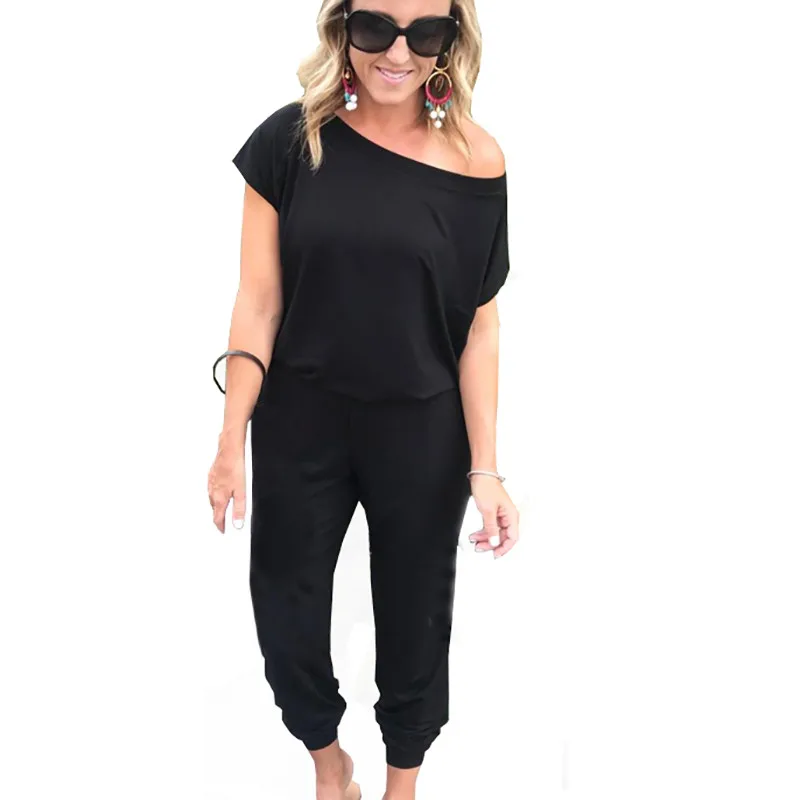 yashangyi Off Shoulder Bodysuit	Jumpsuits For Women Summer Tunic Overalls Short Sleeve Solid Female Jumpsuit And Rompers 