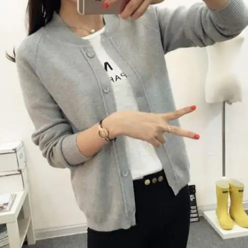 Jumper Women Spring Autumn Cardigan Long Sleeve Short Knitted Female Sweaters Tricot DF980 |